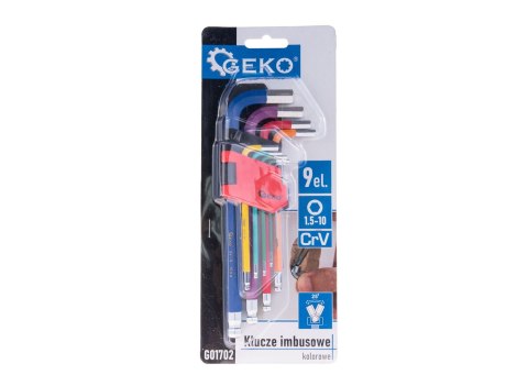 Klucze imbusowe kolorowe 1,5-10mm 9el. CrV (6/48) Geko