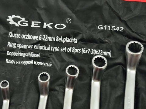 Klucze oczkowe 6-22mm 8el.płachta(12) Geko