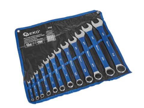Klucze płasko-oczkowe polerowane z gumowym uchwytem AntiSlip 6-32mm 12el. CRV (4) Geko