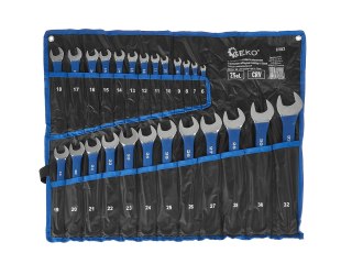 Klucze płasko-oczkowe polerowane z gumowym uchwytem AntiSlip 6-32mm 25el. CRV (4) Geko