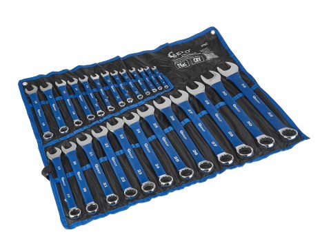 Klucze płasko-oczkowe polerowane z gumowym uchwytem AntiSlip 6-32mm 25el. CRV (4) Geko