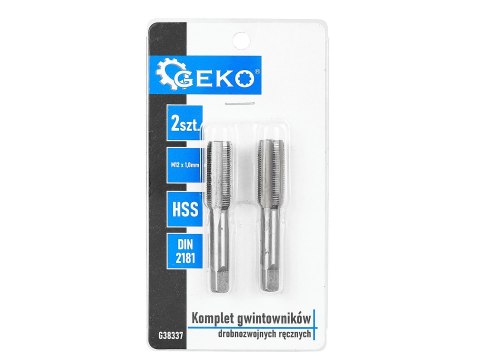 Komplet gwintowników drobnozwojnych ręcznych M12 x 1,0mm 2szt. (50/100) Geko