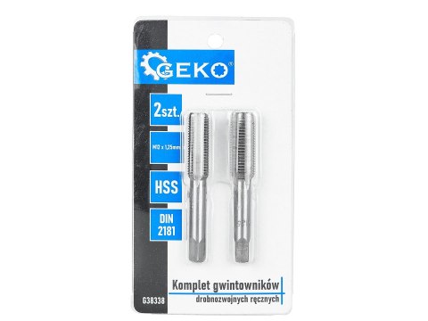 Komplet gwintowników drobnozwojnych ręcznych M12 x 1,25mm 2szt. (50/100) Geko