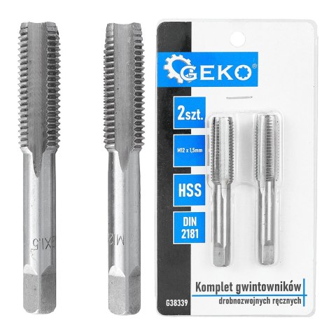 Komplet gwintowników drobnozwojnych ręcznych M12 x 1,5mm 2szt. (50/100) Geko