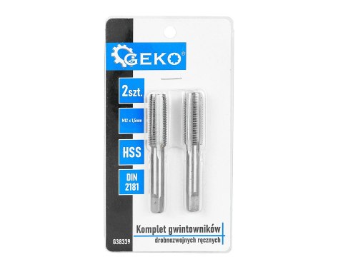 Komplet gwintowników drobnozwojnych ręcznych M12 x 1,5mm 2szt. (50/100) Geko