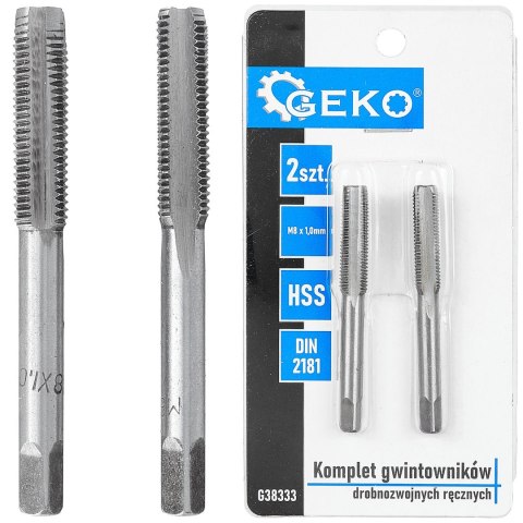 Komplet gwintowników drobnozwojnych ręcznych M8 x 1,0mm 2szt. (100/200) Geko