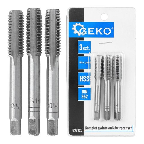 Komplet gwintowników ręcznych M10 x 1,5mm 3szt. (50/100) Geko
