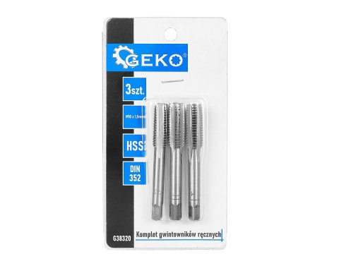 Komplet gwintowników ręcznych M10 x 1,5mm 3szt. (50/100) Geko