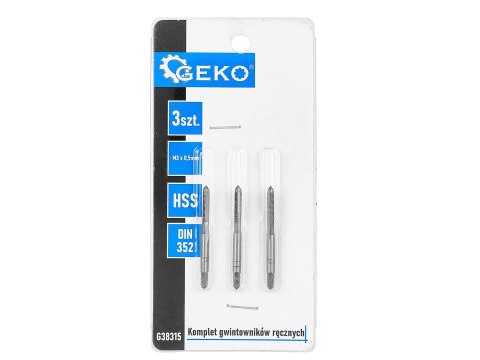 Komplet gwintowników ręcznych M3 x 0,5mm 3szt. (150/300) Geko