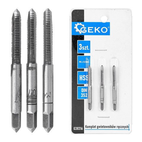 Komplet gwintowników ręcznych M4 x 0,7mm 3szt. (150/300) Geko