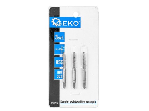 Komplet gwintowników ręcznych M4 x 0,7mm 3szt. (150/300) Geko
