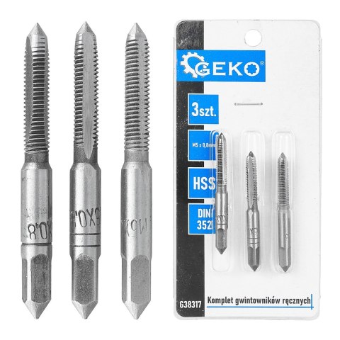 Komplet gwintowników ręcznych M5 x 0,8mm 3szt. (100/200) Geko