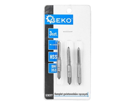 Komplet gwintowników ręcznych M5 x 0,8mm 3szt. (100/200) Geko