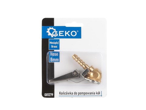 Końcówka do pompowania kół - mosiężna na zatrzask 8mm (25/250) Geko