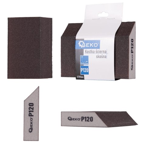 Kostka ścierna skośna 125x90x25mm P120 Geko