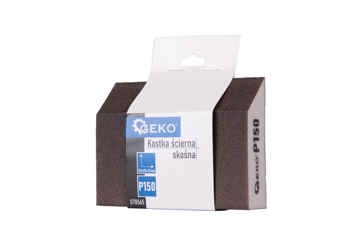 Kostka ścierna skośna 125x90x25mm P150 Geko