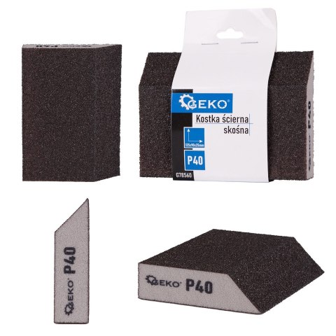 Kostka ścierna skośna 125x90x25mm P40 Geko
