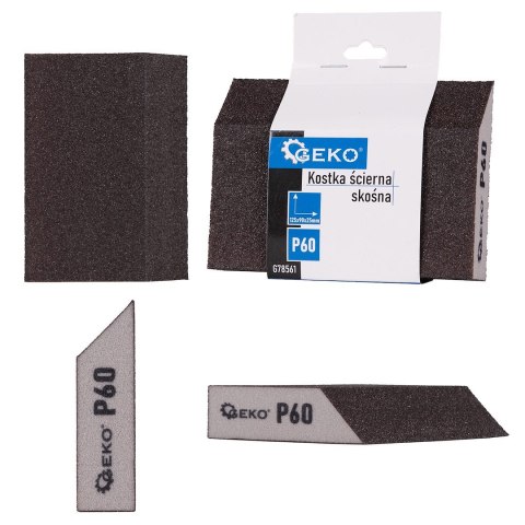 Kostka ścierna skośna 125x90x25mm P60 Geko
