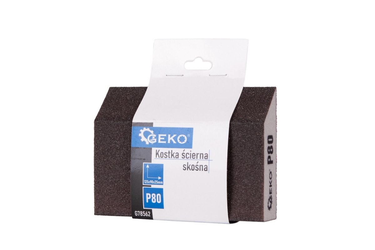 Kostka ścierna skośna 125x90x25mm P80 Geko
