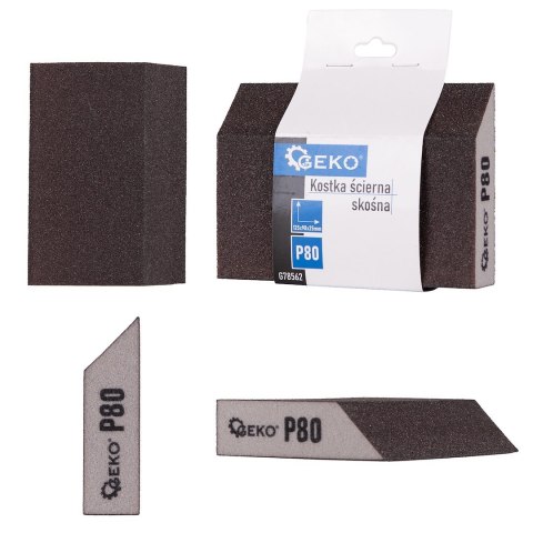 Kostka ścierna skośna 125x90x25mm P80 Geko