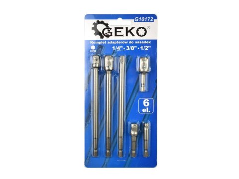 Kpl. adapterów do nasadek HEX 1/4" 3/8" 1/2" 6el. (50) Geko