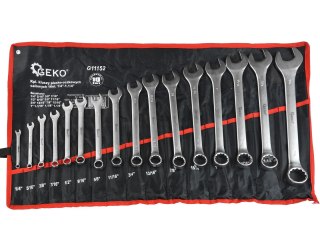 Kpl. kluczy płasko-oczkowych calowych 16el. 1/4"-1,1/4"(6) Geko