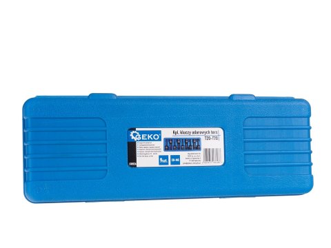 Kpl. kluczy udarowych torx 9szt. T20-T70 CR-MO (15) Geko