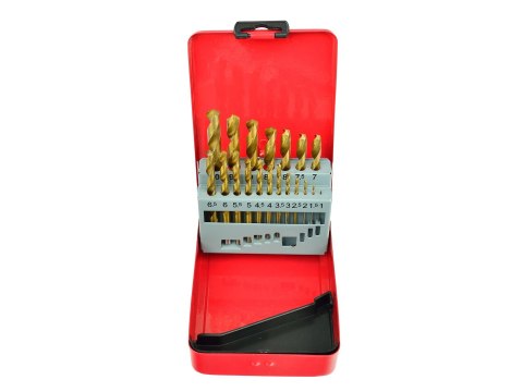 Kpl.wierteł 19szt.1-10mm HSS TiN met.box(40/80) Geko