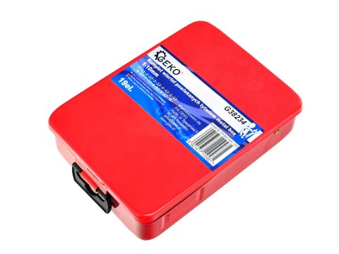 Kpl.wierteł 19szt.1-10mm HSS TiN met.box(40/80) Geko
