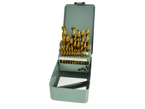 Kpl.wierteł 28szt.1,5mm-13mm HSS TiN GEKO Profi met.box Geko