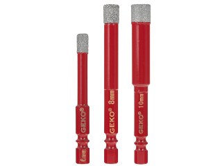 Kpl. wierteł diamentowych do gresu 6-10mm 3el. HEX (150) Geko