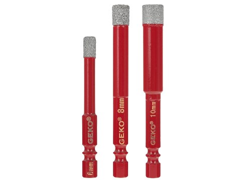Kpl. wierteł diamentowych do gresu 6-10mm 3el. HEX (150) Geko