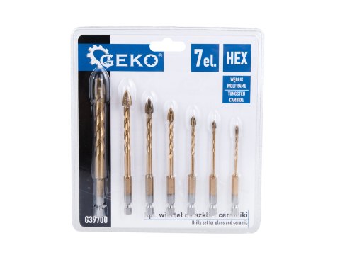Kpl. wierteł do szkła i ceramiki 7el. HEX (10/40) Geko