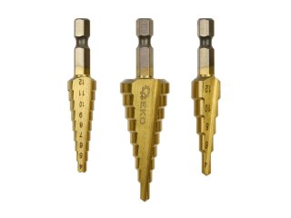 Kpl.wierteł stożkowych 1/4" Hex 3szt. (3-12,4-12,4-20mm) Geko