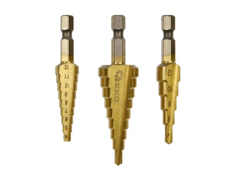 Kpl.wierteł stożkowych 1/4" Hex 3szt. (3-12,4-12,4-20mm) Geko