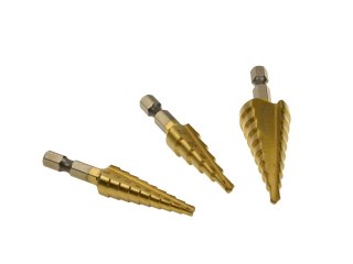 Kpl.wierteł stożkowych 1/4" Hex 3szt. (3-12,4-12,4-20mm) Geko