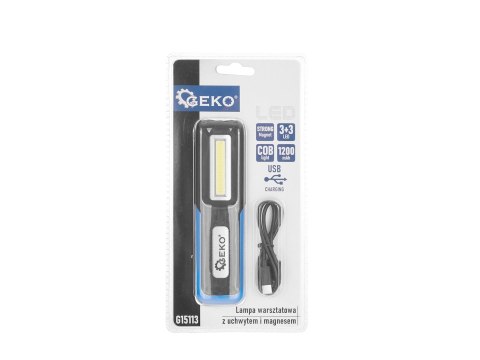 Lampa warsztatowa 3W 3W LED COB 1200mAh z uchwytem i magnesem (48) Geko