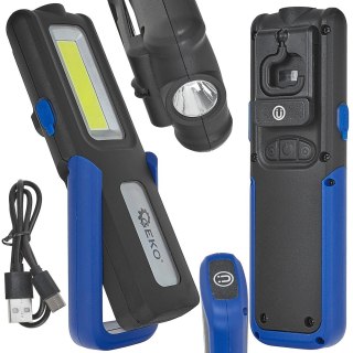 Lampa warsztatowa POWERBANK z magnesem i regulacją LED COB 5W 3W 2000mAh 400lm IP44 (10/40) Geko