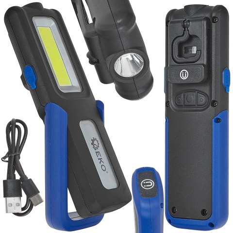 Lampa warsztatowa POWERBANK z magnesem i regulacją LED COB 5W 3W 2000mAh 400lm IP44 (10/40) Geko