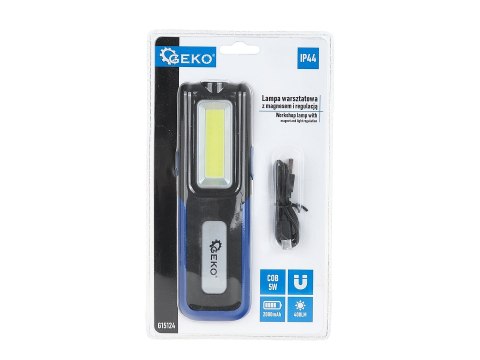 Lampa warsztatowa POWERBANK z magnesem i regulacją LED COB 5W 3W 2000mAh 400lm IP44 (10/40) Geko
