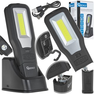 Lampa warsztatowa POWERBANK z magnesem i regulacją stacja ładująca LED COB 10W 5W 2000mAh 550lm IP54 (10/20) Geko