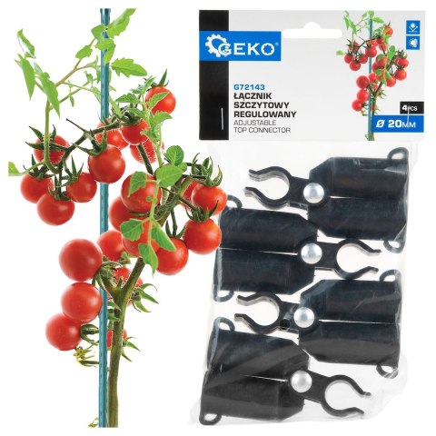 Łącznik szczytowy, regulowany do tyczek 20mm - 4szt/opak (100) Geko