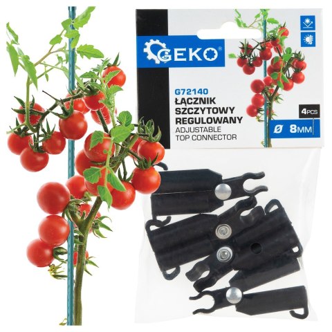 Łącznik szczytowy, regulowany do tyczek 8mm - 4szt/opak (100) Geko