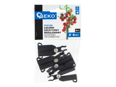 Łącznik szczytowy, regulowany do tyczek 8mm - 4szt/opak (100) Geko