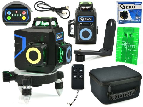 Laser samopoziomujący 3D 360 12x zielone linie (8) Geko