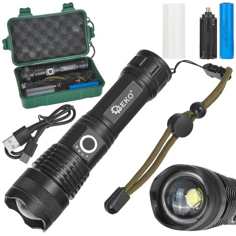 Latarka taktyczna LED XHP50 15W 1800mAh 1500lm IPX3 (30) Geko