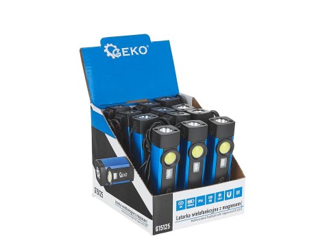 Latarka wielofunkcyjna z magnesem UV LED COB 5W 2000mAh 300lm IP54 - kartonik wystawowy (12/96) Geko