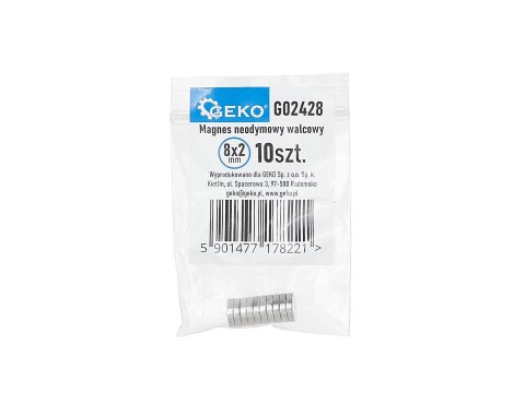 Magnes neodymowy walcowy 8x2mm(10) Geko