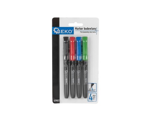 Marker budowlany permanentny mix kolor gruby - zestaw 4 szt (12/144) Geko