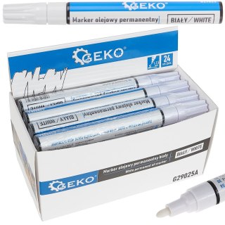 Marker olejowy permanentny biały - kartonik wystawowy (24/480) Geko